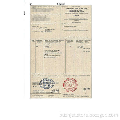 Form E Original Certificate